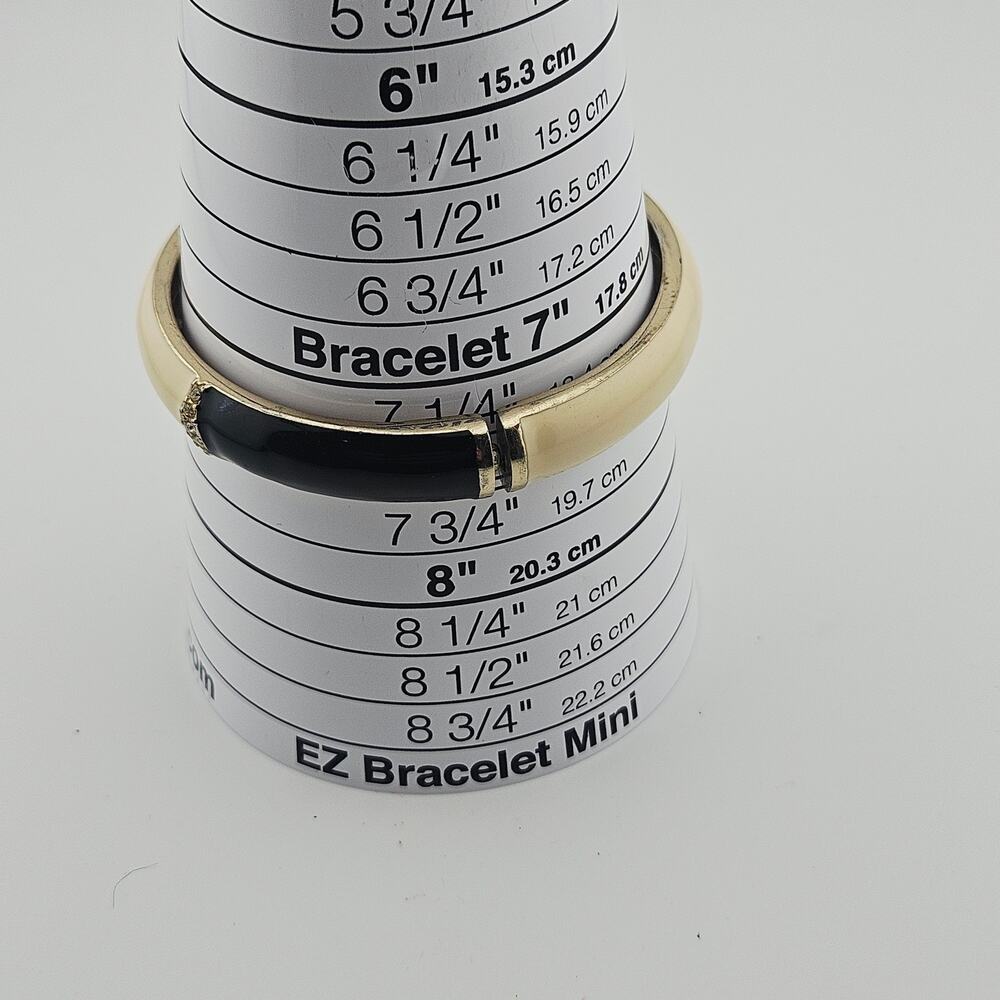 Cream & Black Hinge Bangle Bracelet Classy Neutral Preppy Old Money Aesthetic - Picture 7 of 7